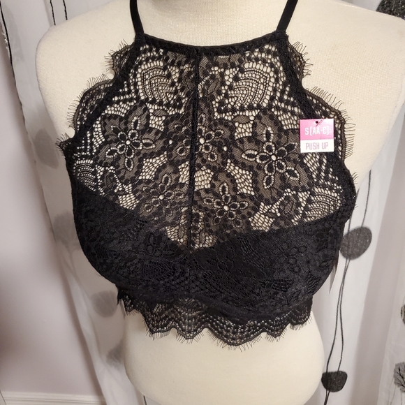 NWT Pink Victoria secret-Black Lace bralette in small - Picture 2 of 5